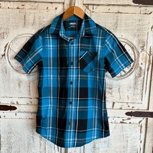 Tony Hawk Blue and Black Plaid Button Down Shirt